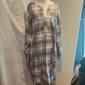 Plaid Button-Down Nightshirt